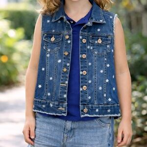 Jordache Blue Denim Vest with Star Design